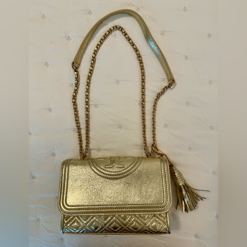 Tory Burch Gold Quilted Crossbody